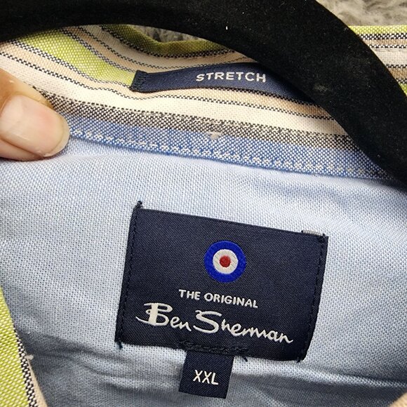 Ben Sherman Shirt Mens XXL Blue Striped Short Sleeve Button Up *NWT* - Picture 3 of 11